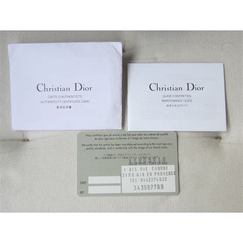 dior authenticity card